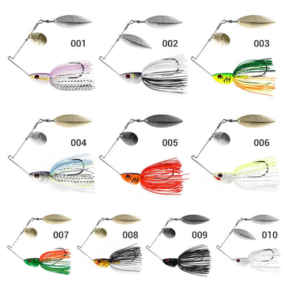 Noeby Spinnerbait 10.5g 14g 21g 28g Double Willow Blade Needle Stinger Hook Spoon Wire Bait Wobblers for Bass Fishing Lure