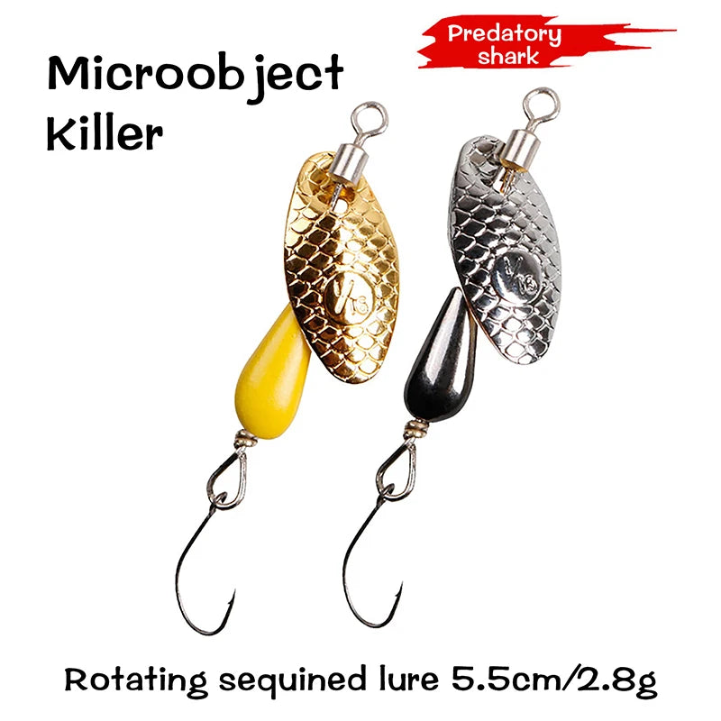 Rotating Spinner Spoon Fishing Lure Artificial Metal Sequins Bait 5.5cm/28g Single Hook Wobblers Bass Trout Perch Pesca