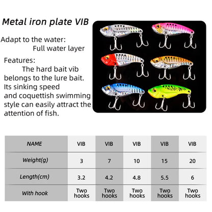 Aorace 5pcs/box Metal VIB 3/7/10/15/20g Fishing Lure Vibration Spoon Hard Baits Crankbait Wobbler Swimbait Cicada VIB Tackle