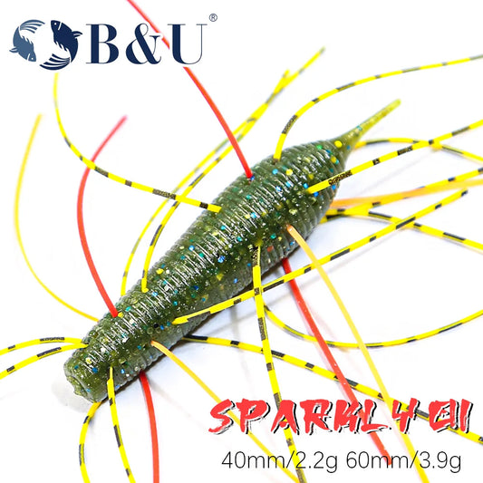 B&U Fishing Soft Baits Swimbait Soft Plastic Lure for Ned Rig Plastic Lures Bass Stick Swimbait Crawfish Lures