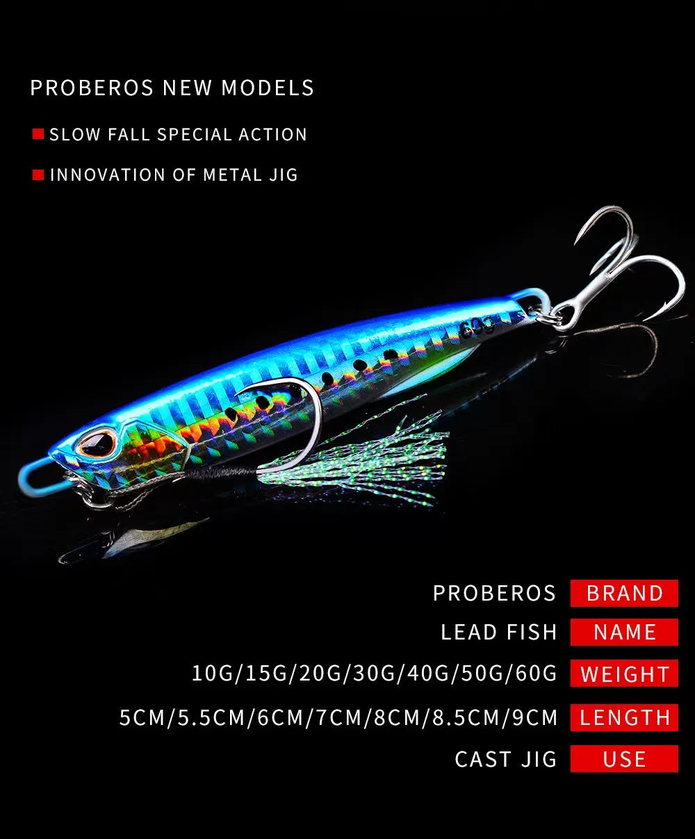 Hot Metal Jig Fishing Lure Weights 10g-60g Trolling Hard Bait Bass Fishing Bait Tackle Trout Jigging Lure Jigs Saltwater Lures