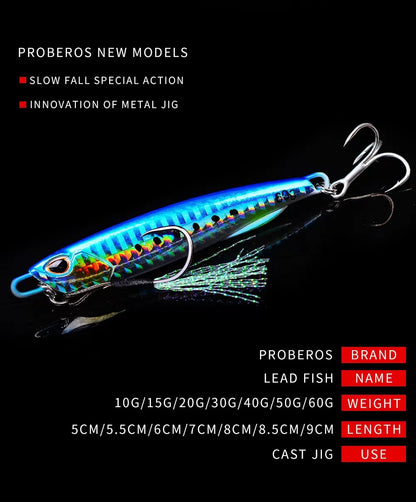 Hot Metal Jig Fishing Lure Weights 10g-60g Trolling Hard Bait Bass Fishing Bait Tackle Trout Jigging Lure Jigs Saltwater Lures