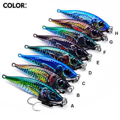 PRO BEROS Metal Slow Fishing Jigs Luminous Slow Jigging Lure 7-80g Casting Saltwater Grouper Tuna Trolling Fishing Spoon Bait