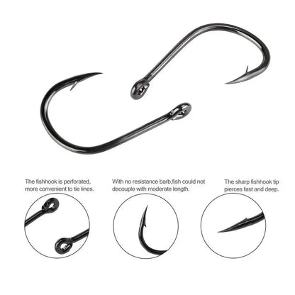 100Pcs/box #3~#12 High Carbon Steel Hooks, Sport Circle Silver Fishing Hooks