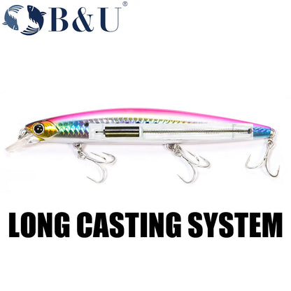 B&U 135mm 27.1g Ultra Long Casting 135S Saltwater Sinking Minnow Weight Fishing Lure Seabass Hard Bait