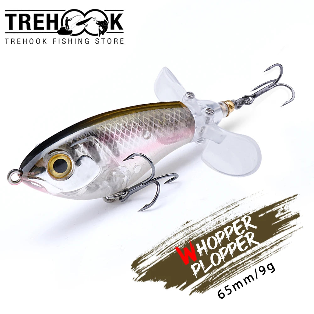 TREHOOK 9g/8g/14g/17g/24g Topwater Whopper Popper Fishing Lures Rotating Double Propeller Tail Artificial Bait Floating Wobblers