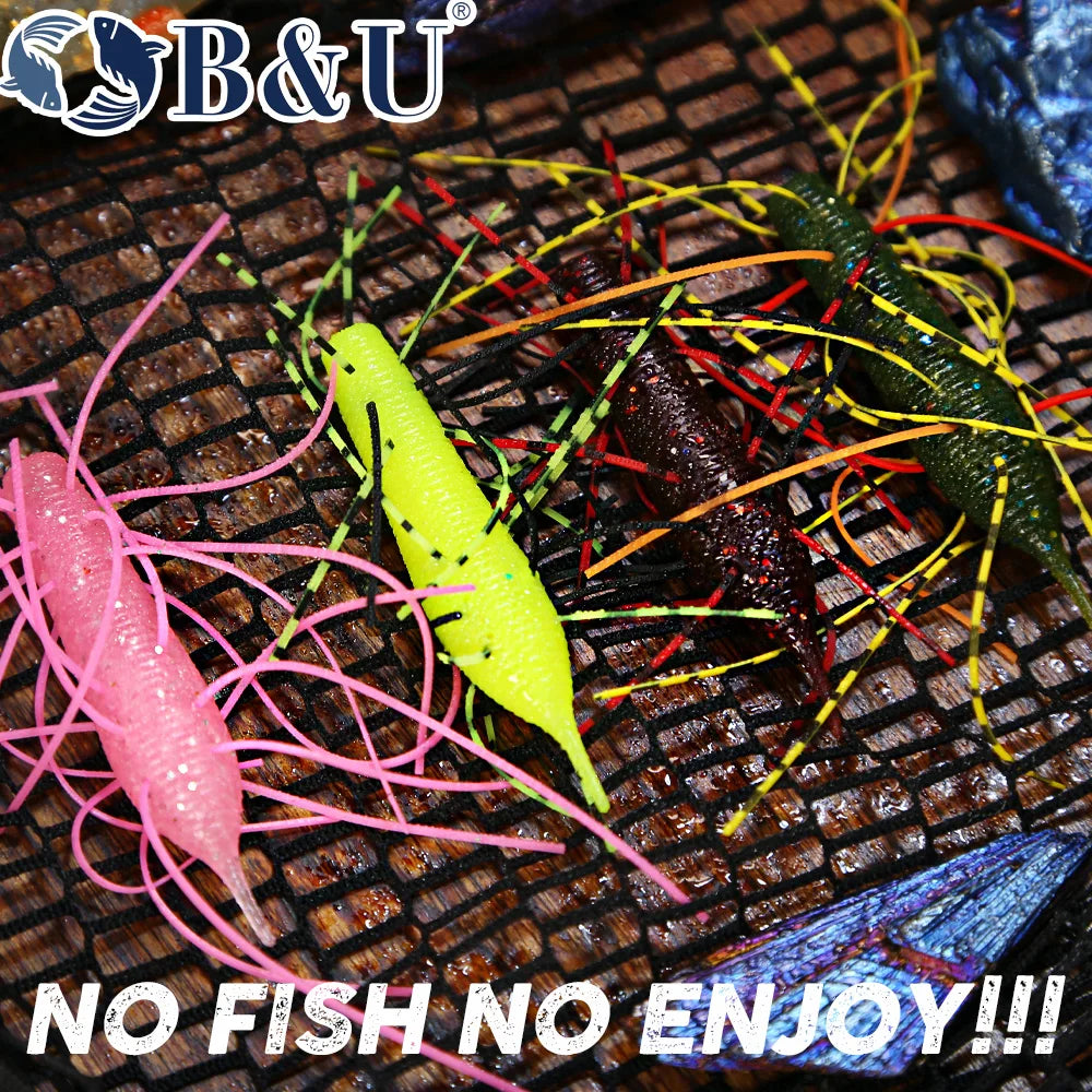 B&U Fishing Soft Baits Swimbait Soft Plastic Lure for Ned Rig Plastic Lures Bass Stick Swimbait Crawfish Lures