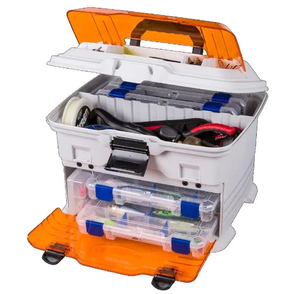 Flambeau Outdoors. T4P Pro Multi Loader, Fishing Tackle Box, White, Orange, 33.5 inches long, Plastic