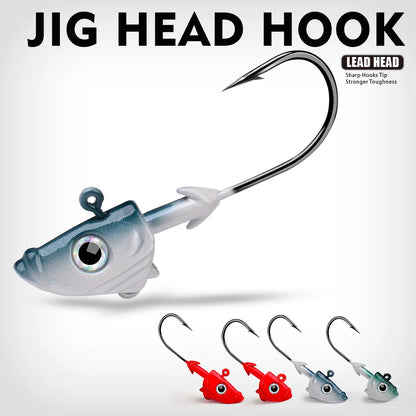 Sea.Yolo 21.5g 32.5g Jig Head Hooks Fishing Hook 3D Eye Soft Worm Baits Jig Head Lure Hook for Sea Bass Pike Fishing