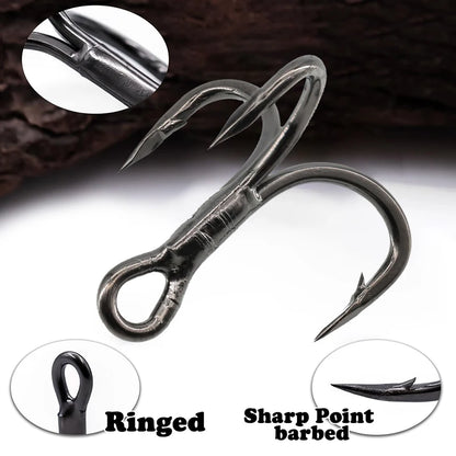 6X Fishing Treble Hook 10Pcs Triple Fishing Hook for Big Game Fishing 8# 6# 4# 2# 1# 1/0 2/0 3/0 Barbed Sharp Hooks on Hard Bait