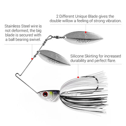 Noeby Spinnerbait 10.5g 14g 21g 28g Double Willow Blade Needle Stinger Hook Spoon Wire Bait Wobblers for Bass Fishing Lure