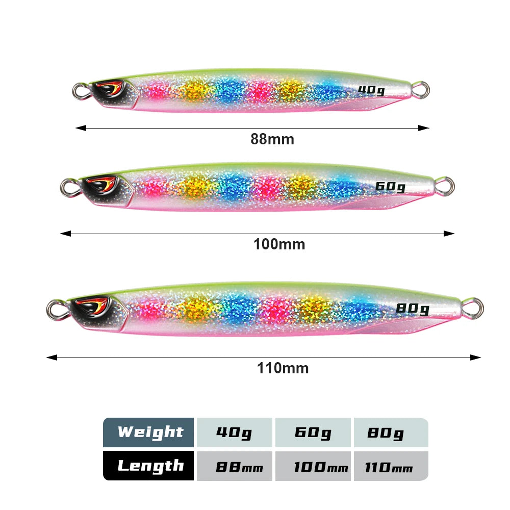 JIGGING PRO Drag Metal Cast 40g 60g 80g Metal Jig Shore Jigging Lure Sea Fishing Bait Casting Fishing Lure