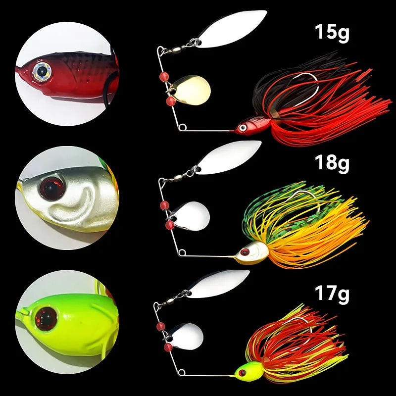 Bazooka 15g 18g Spinnerbait Fishing Lure Wire Bait Metal Spinner Buzzbait Swimbait Hook JIG Kit Skirt peche For Bass Pike Winter