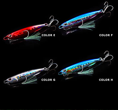 3D 1pc Sinking Metal Fishing Lure Bait - 10g-60g Artificial Pencil Bait with Two Hooks for Enhanced Outdoor Fishing Experience