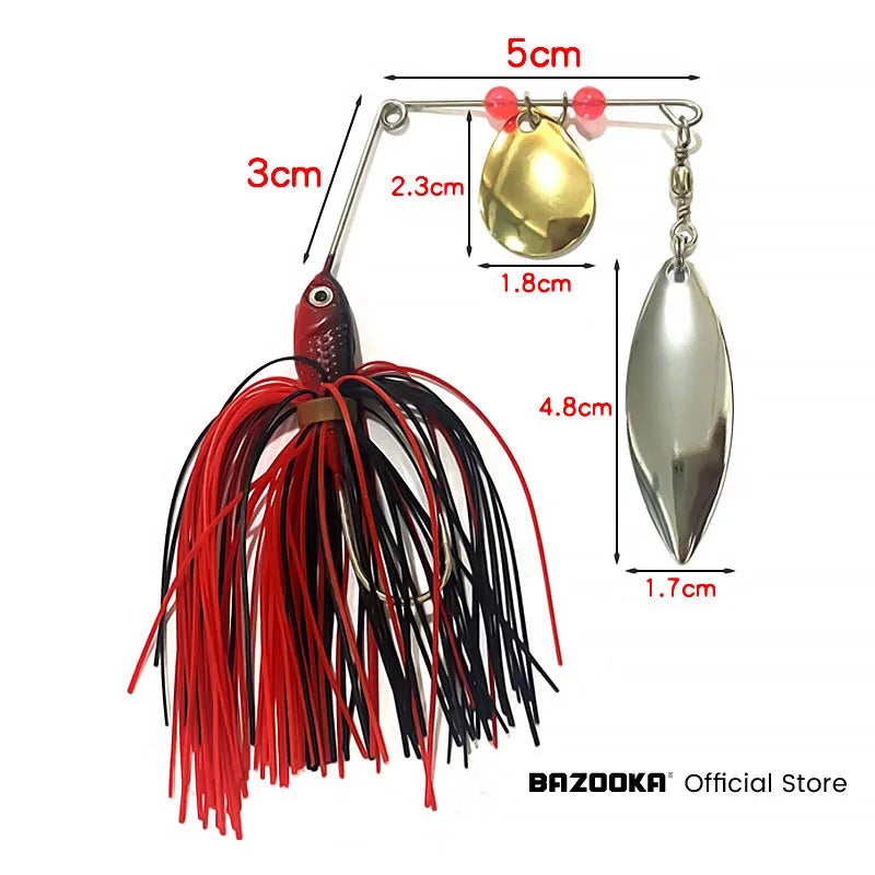 Bazooka 15g 18g Spinnerbait Fishing Lure Wire Bait Metal Spinner Buzzbait Swimbait Hook JIG Kit Skirt peche For Bass Pike Winter