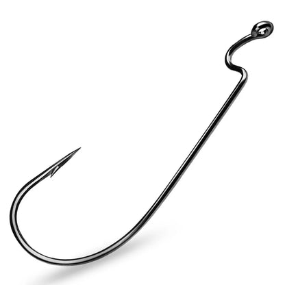 10 PCS BKK Wide Gap Worm Fishing Hook Jig Crank Offset High Carbon Steel Hook Barbed Fishhook For Soft Worm Bait Accessories