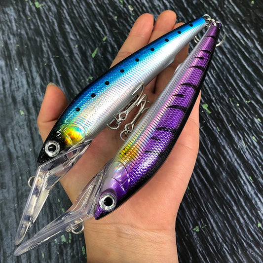 140mm 40g Sinking Trolling Slim Minnow Fishing Lures Wobbler Long Casting Swimbait Saltwater Seabass Artificial Bait Equipment