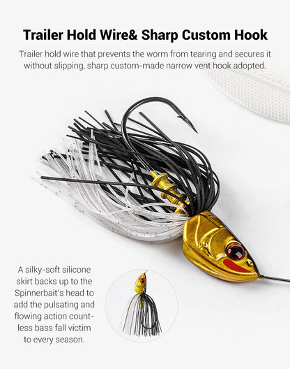 Noeby Spinnerbait 10.5g 14g 21g 28g Double Willow Blade Needle Stinger Hook Spoon Wire Bait Wobblers for Bass Fishing Lure