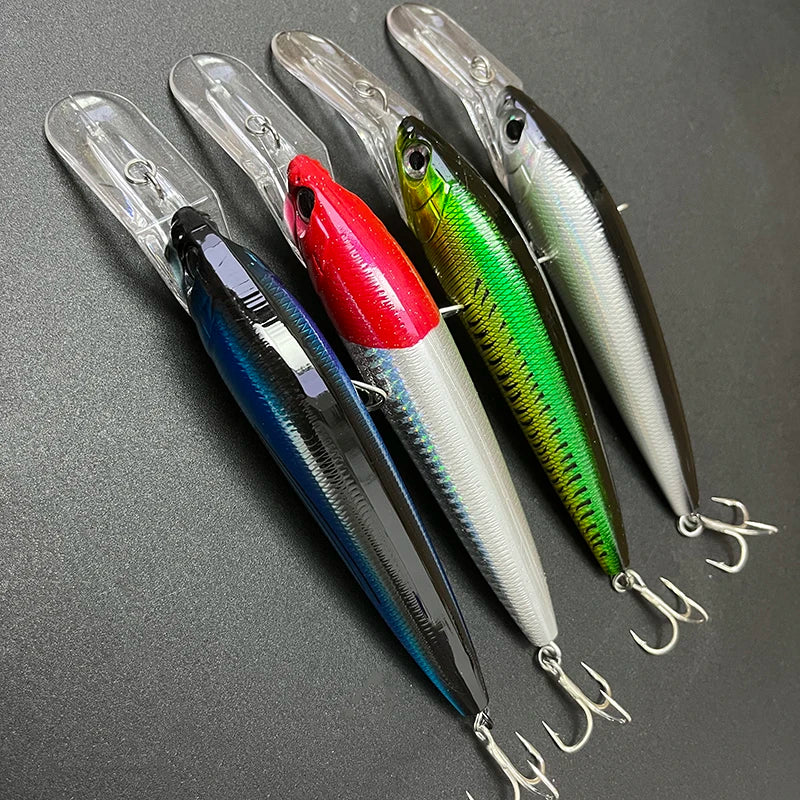 140mm 40g Sinking Trolling Slim Minnow Fishing Lures Wobbler Long Casting Swimbait Saltwater Seabass Artificial Bait Equipment