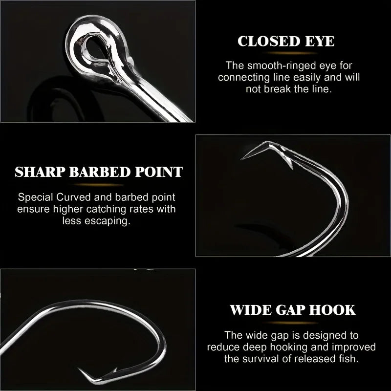 50pcs/Box Barbed Catfish Fishing Hooks High Carbon Steel Catfish Hook 6/0 -10 Fishhook  Sharp Circle Hook Fishing Tackle Box