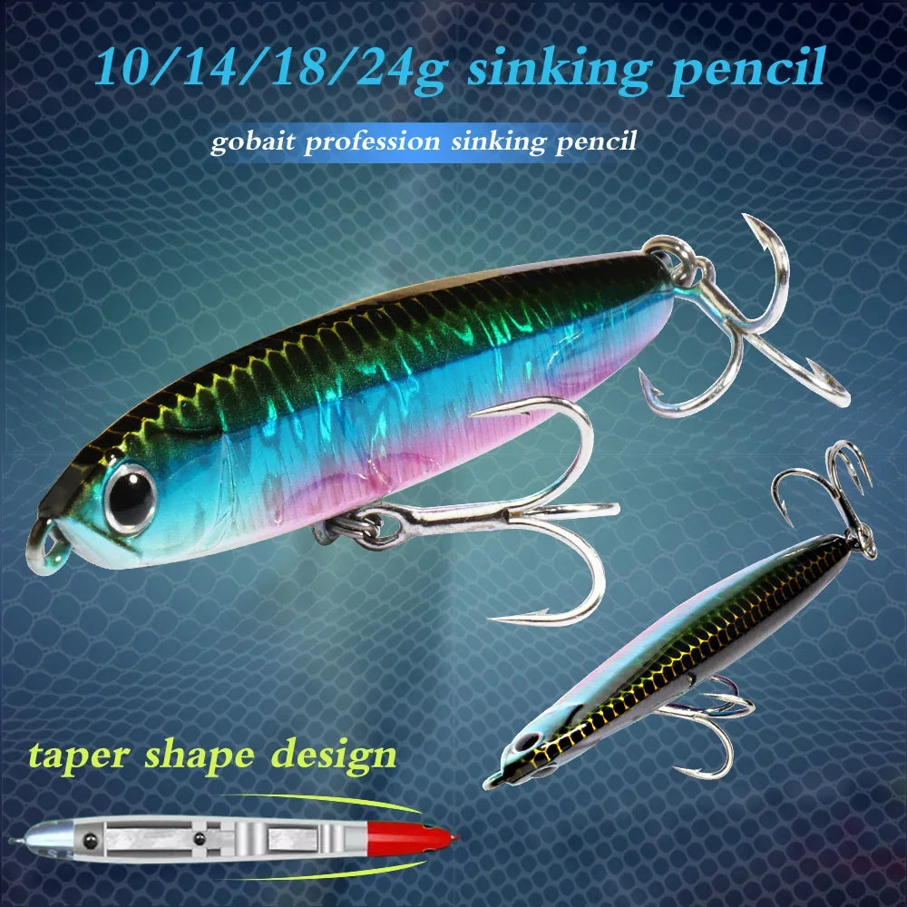 Sinking Pencil Bait 10g 14g 18g 24g Minnow Fishing Hook VIB Steel Ball Wobbler Long Shot Jerkbait Trolling Swimbait Pesca Lure