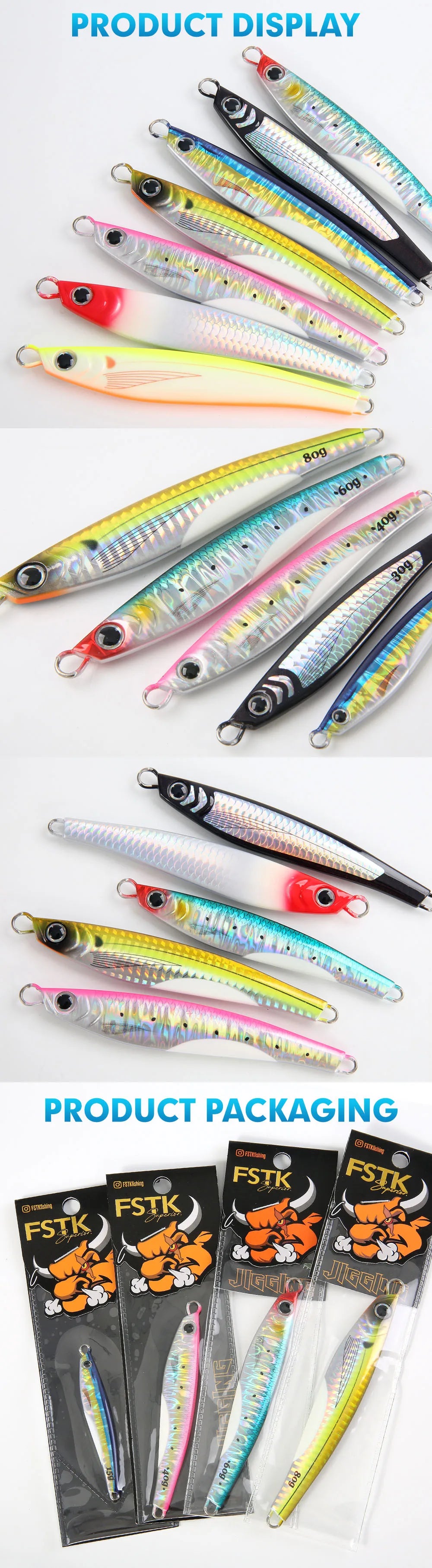 FSTK Sea Bass Lure Jugulou Casting Jig 15g30g40g60g80g Tuna Long Casting Lures Spinning Artificial Bait Spoon Saltwater Fishing