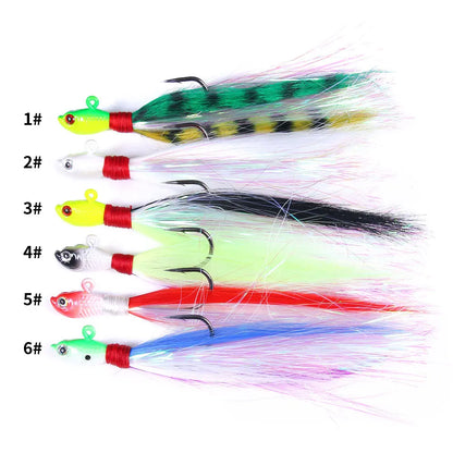 Bucktail Jigs Head Hook 3D Eyes Bait 7g 14g 28g 56g Deer Hair Feather Hook Beard Jigging Lure Fishing