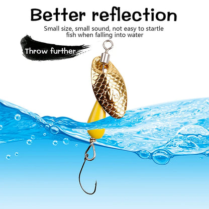 Rotating Spinner Spoon Fishing Lure Artificial Metal Sequins Bait 5.5cm/28g Single Hook Wobblers Bass Trout Perch Pesca