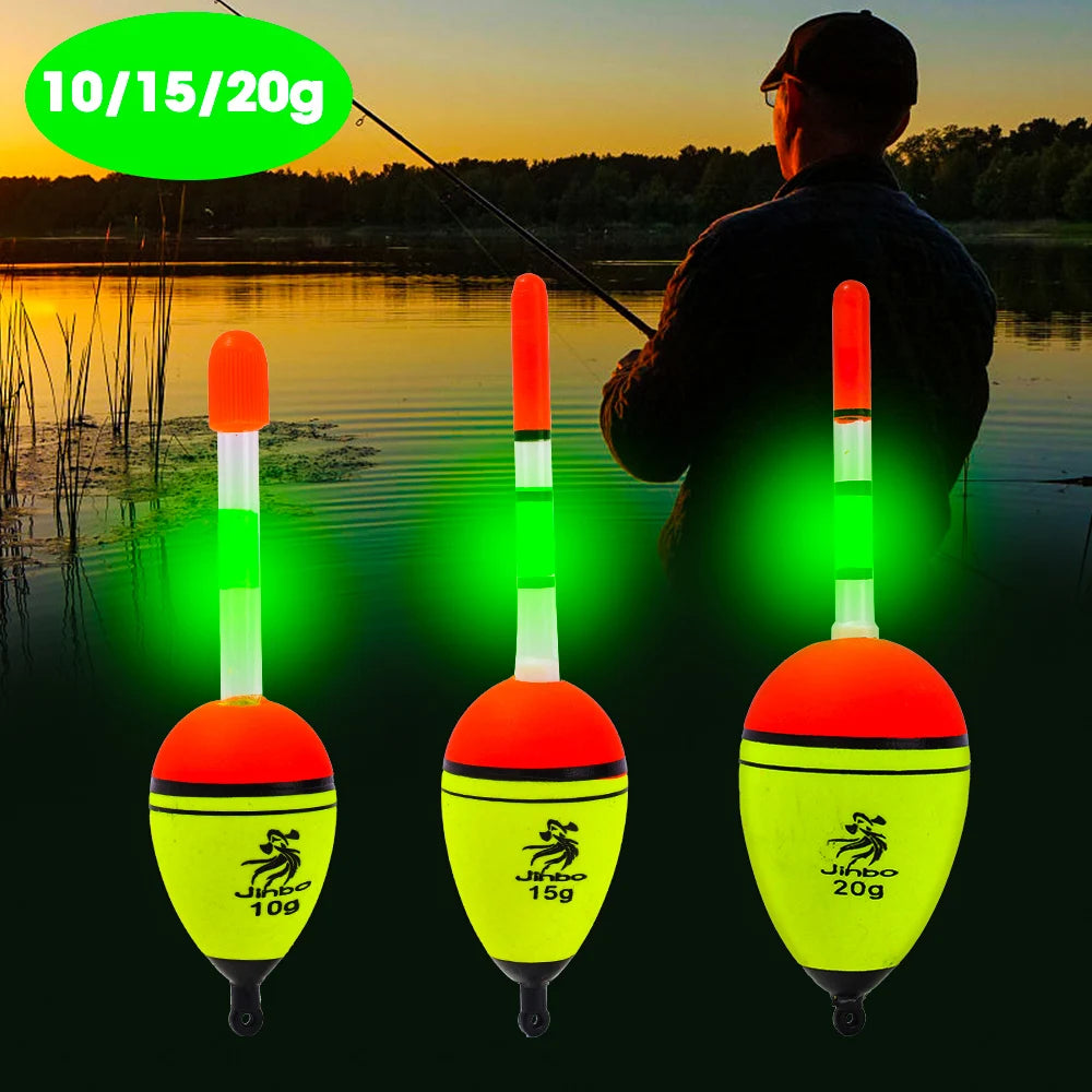 EVA Luminous Fishing Night Float Light Stick Foam Plastic Bobber Sea Rock Fishing Striking Floats Fishing Accessories 10/15/20g