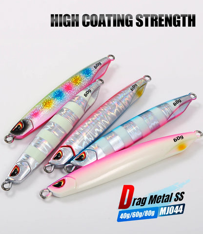 JIGGING PRO Drag Metal Cast 40g 60g 80g Metal Jig Shore Jigging Lure Sea Fishing Bait Casting Fishing Lure