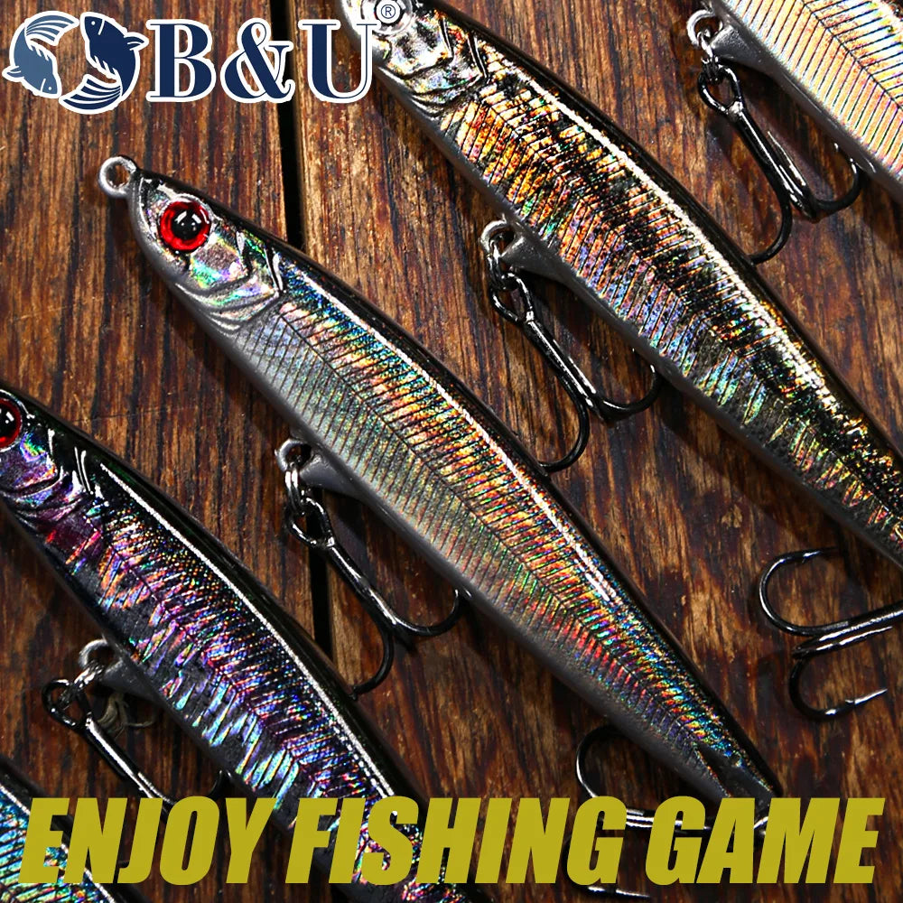 B&U Sinking Pencil Jerk Fishing Lure Wobbler Bass Fish Tackle Hard Lures Fishing Accessories Saltwater Lures Trolling Fish Bait