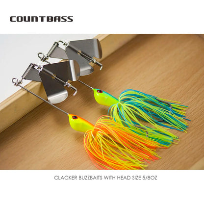 COUNTBASS Clacker Buzzbaits with Stainless Steel hook 6/0 Bass Fishing Lures Silicone Skirt Wire Baitss 5/8oz