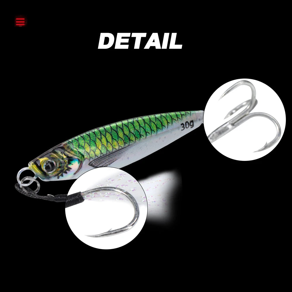 Hunthouse Metal Jig Fishing Lure Sinking Slow Jigging 7g-80g Casting Hard Bait Saltwater Artificial Pike SeaBass Fish Tackle