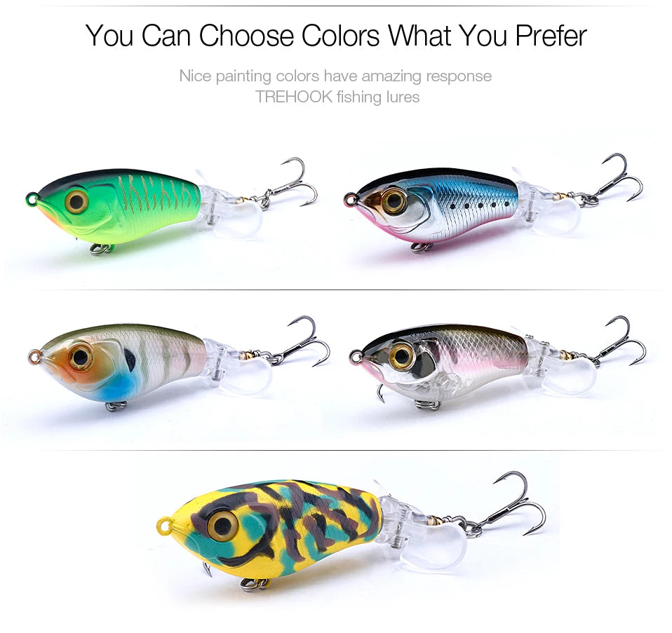 TREHOOK 9g/8g/14g/17g/24g Topwater Whopper Popper Fishing Lures Rotating Double Propeller Tail Artificial Bait Floating Wobblers