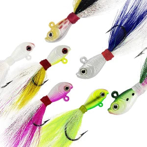 Eupheng UV Bucktail Jig Glow in Dark Bucktail Fishing Jig Head Hair Jigs for 7g-56g Bass Fresh & Saltwater Fishing Accessories