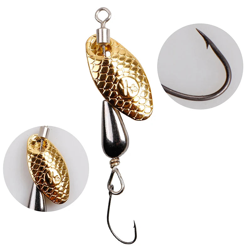 Rotating Spinner Spoon Fishing Lure Artificial Metal Sequins Bait 5.5cm/28g Single Hook Wobblers Bass Trout Perch Pesca