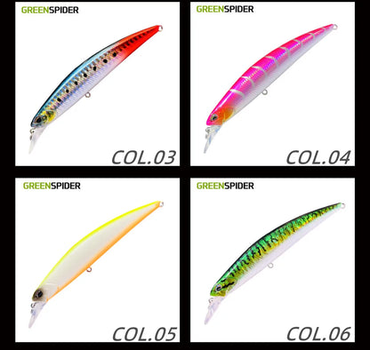 GREENSPIDER Jerkbait Fishing Lure 125mm 27G Heavy Sinking Minnow Fixed Weight Off Shore Saltwater Sea Bass Bait Tackle