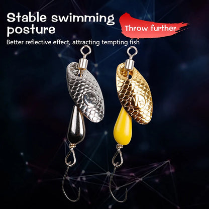 Rotating Spinner Spoon Fishing Lure Artificial Metal Sequins Bait 5.5cm/28g Single Hook Wobblers Bass Trout Perch Pesca