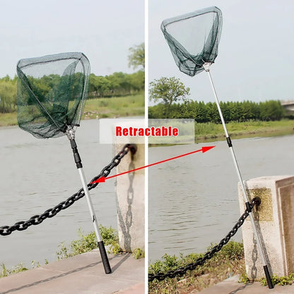 Fishing Landing Net Aluminum Alloy Durable Telescoping Extend to 190cm/130cm/55cm Folding Mesh Safe Fish Catching Releasing