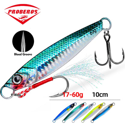 Metal Jig Fishing Lure Trolling 17-60g Double Hook Hard Bait Bass Fishing Bait Tackle Trout Jigging Lure Jigs Saltwater Lures