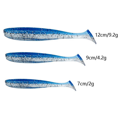 10Pcs/bag 70mm 90mm 120mm Swim Bait Lure Soft Plastics 2 Inch Saltwater Paddle Tail Swimbait