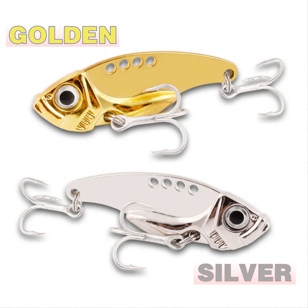 Fishing Lures Metal Vib Hard Adjustable Action Blade Bait Fishing Spoon Lures With 3D Red Eyes Hook Tackle 3g/7g/10g/15g dropshi