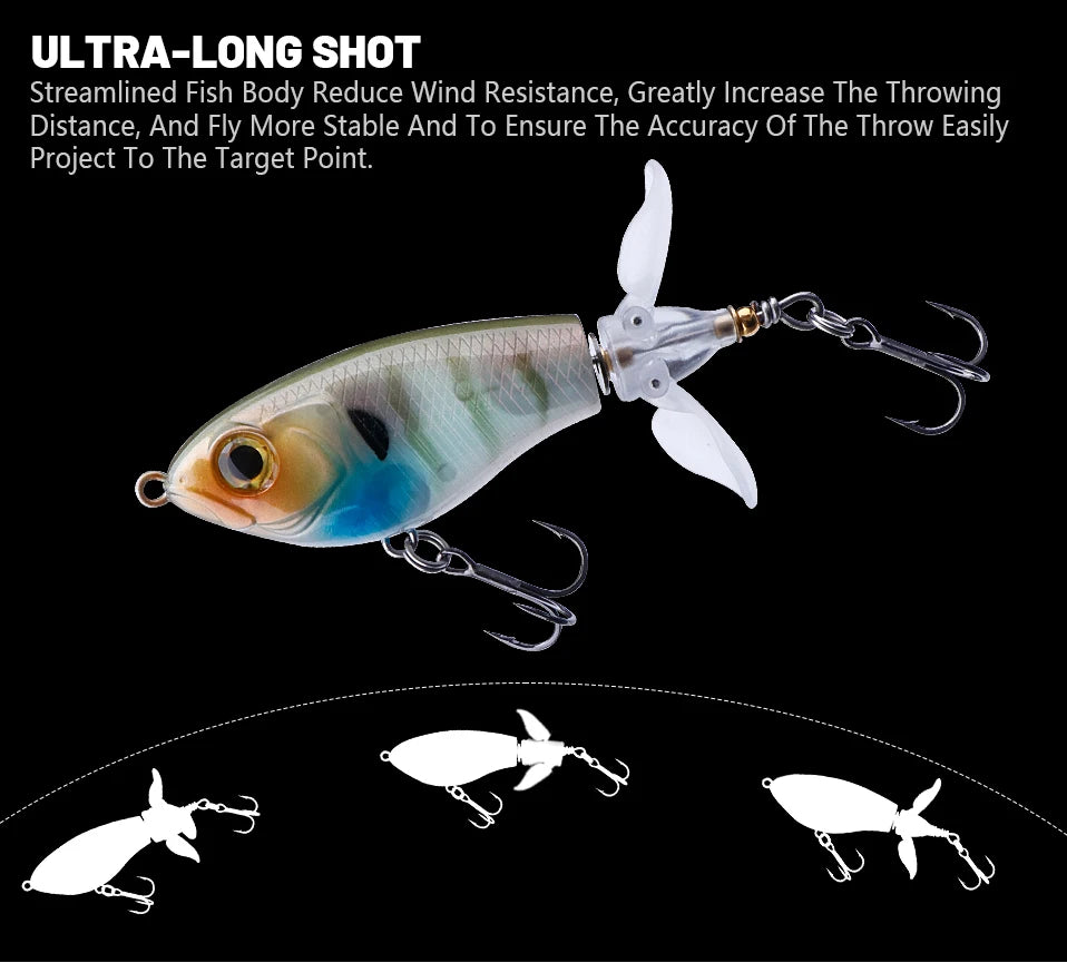 TREHOOK 9g/8g/14g/17g/24g Topwater Whopper Popper Fishing Lures Rotating Double Propeller Tail Artificial Bait Floating Wobblers