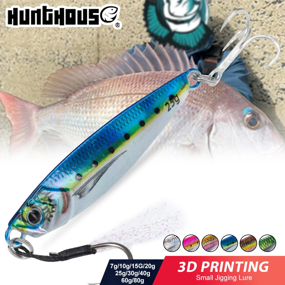 Hunthouse Metal Jig Fishing Lure Sinking Slow Jigging 7g-80g Casting Hard Bait Saltwater Artificial Pike SeaBass Fish Tackle