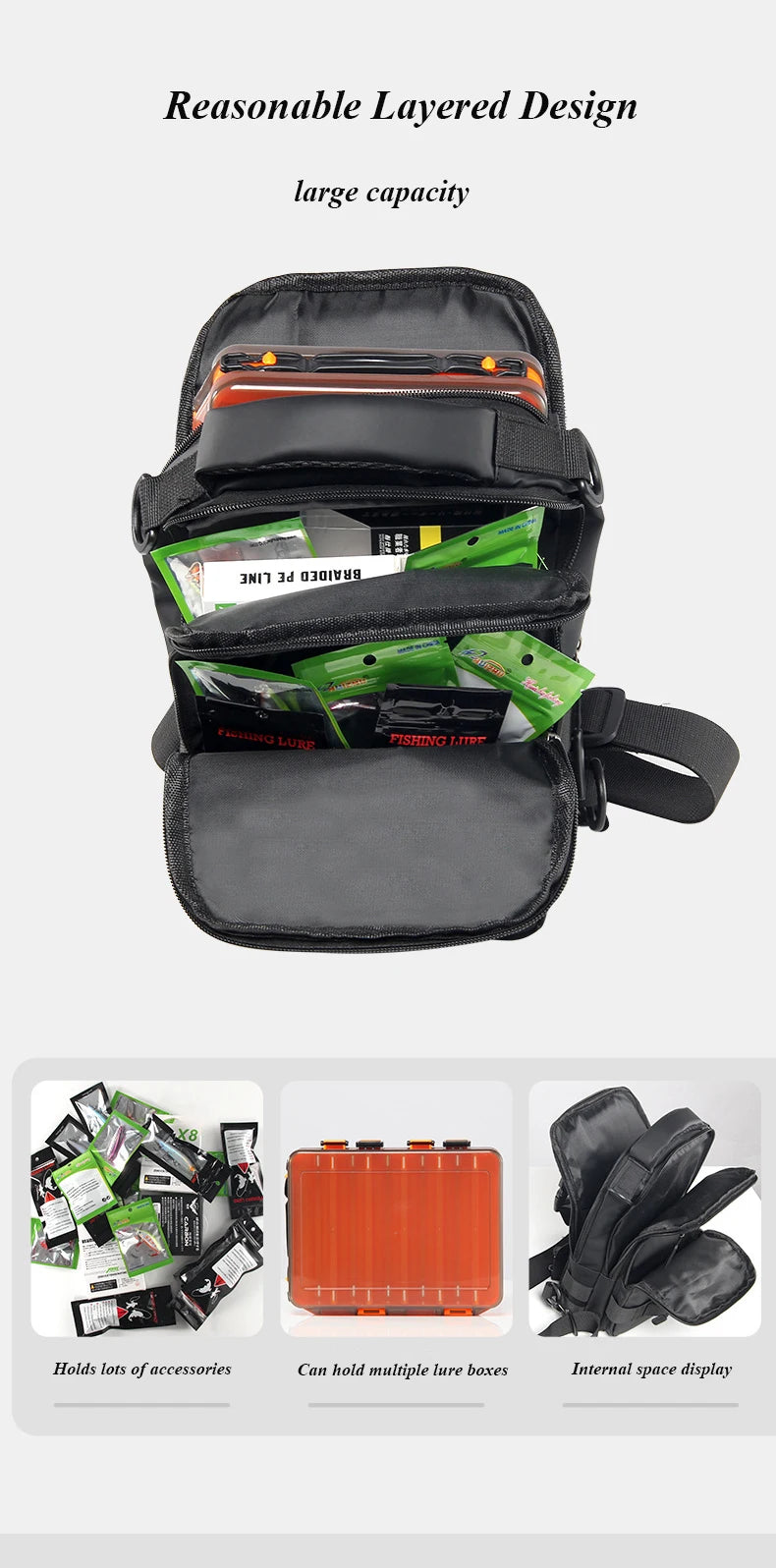 Fishing bag, fishing gear, backpack, lightweight tactical fishing gear box, multifunctional bag, outdoor fishing bag