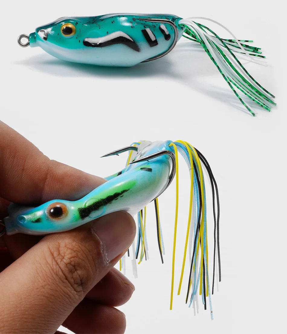 Noeby Hollow Body Walking Frog Topwater Lure and Toad Soft Baits with Weedless Hooks for Snakehead Dogfish Musky Bass Lures