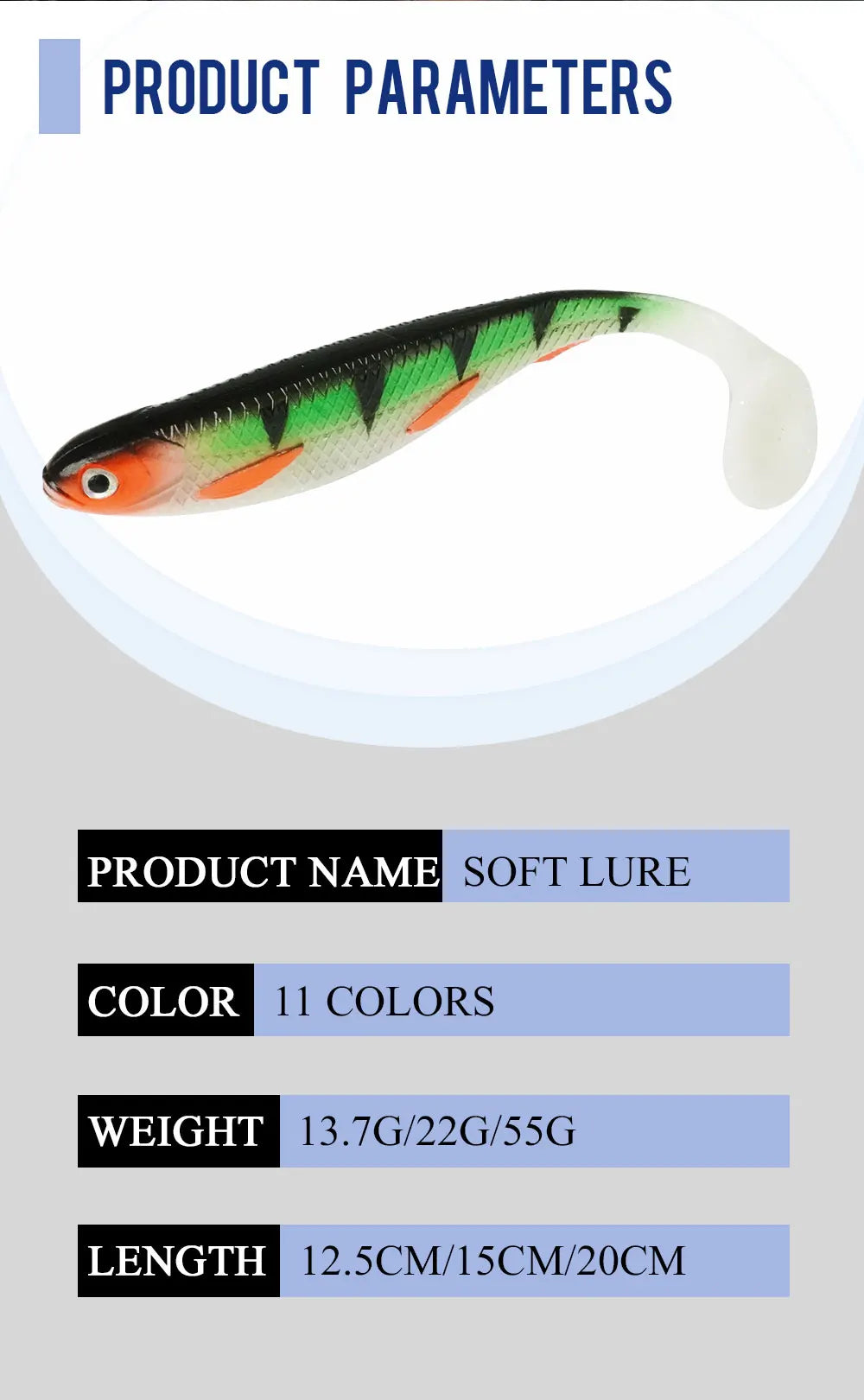 soft lure artificial bait big shads soft 12.5cm 13.7g 15cm 22g PVC material 20cm 55g T Tail Softbaitsfor sea bass perch zander