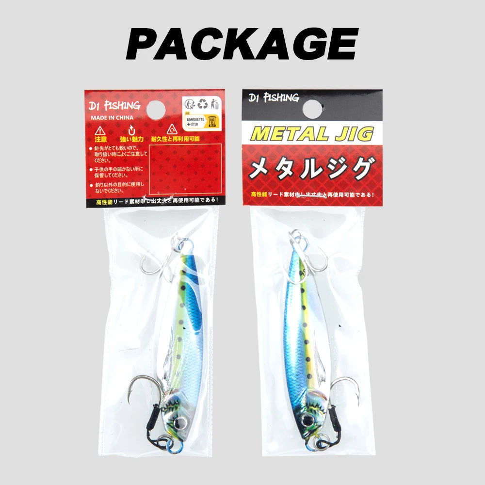 Hunthouse Metal Jig Fishing Lure Sinking Slow Jigging 7g-80g Casting Hard Bait Saltwater Artificial Pike SeaBass Fish Tackle