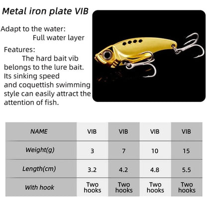 Fishing Lures Metal Vib Hard Adjustable Action Blade Bait Fishing Spoon Lures With 3D Red Eyes Hook Tackle 3g/7g/10g/15g dropshi