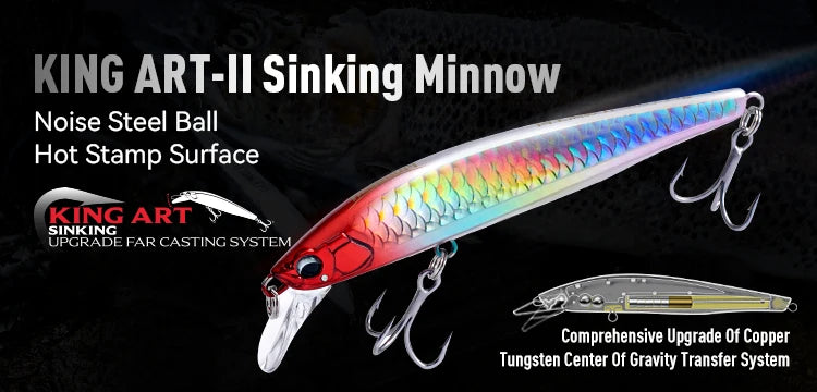 Kingdom Kingart Sinking Minnow Fishing Lures 6g 9g 14g 18.6g Jerkbaits Good Action Wobblers FR Silence Hard Baits Sea Bass